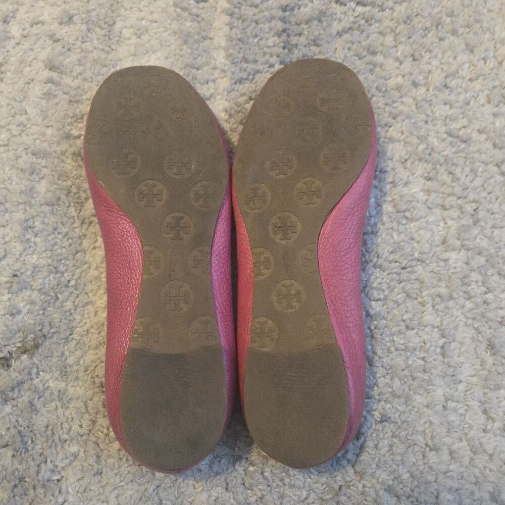 Tory Burch Women's Reva Genuine Leather Slip on Ballet Flats Shoes Solid Pink 8 - Picture 6 of 8